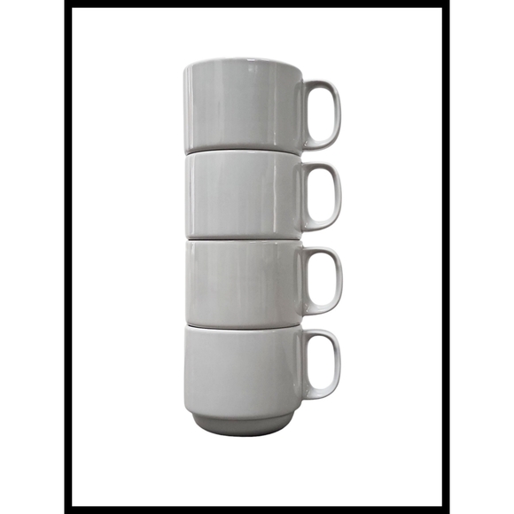 Crate&Barrel Logan Stackable Drink Mugs Marvin Hunt Light Pale Gray Set of 4 - Picture 6 of 6